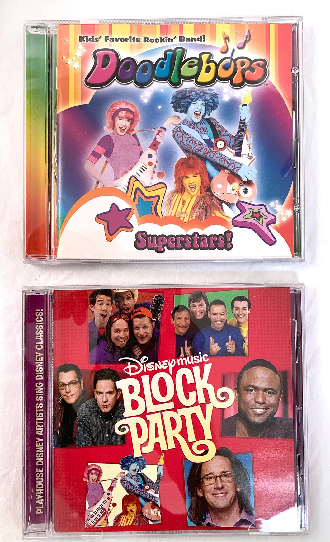 RARE ITEM!! Doodlebops Superstars CD (season two songs) & Disney Music Block Party CD